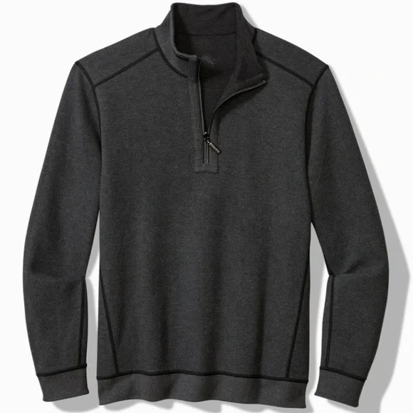 Tommy Bahama Expresso Bayview Half Zip Pullover L - Picture 2 of 9